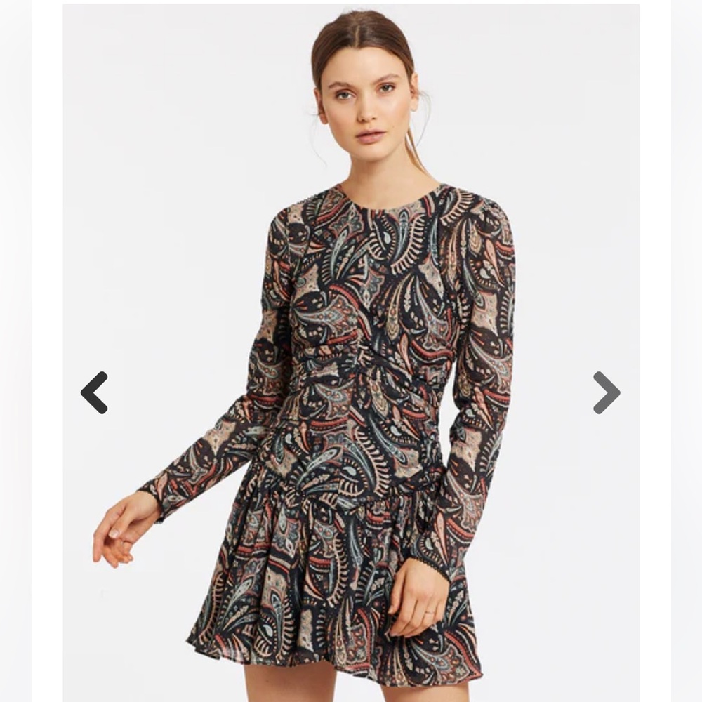 NWT Stevie May long sleeve paisley knee length dress size M